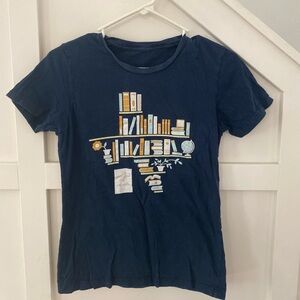 Navy Blue T Shirt with Texas Books Design